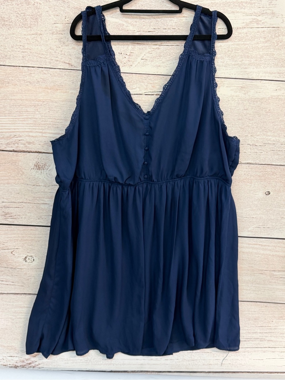 Torrid Navy Lace-Trim V-Neck Mini Dress